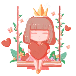 三八妇女节捧心女性人物卡通手绘,免抠元素