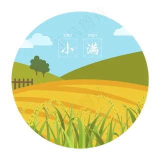 小满节气黄色麦穗,免抠元素