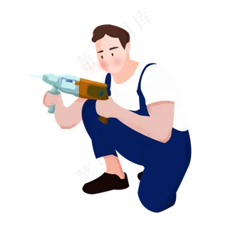 五一劳动节可爱人物插图装修工人,免抠元素