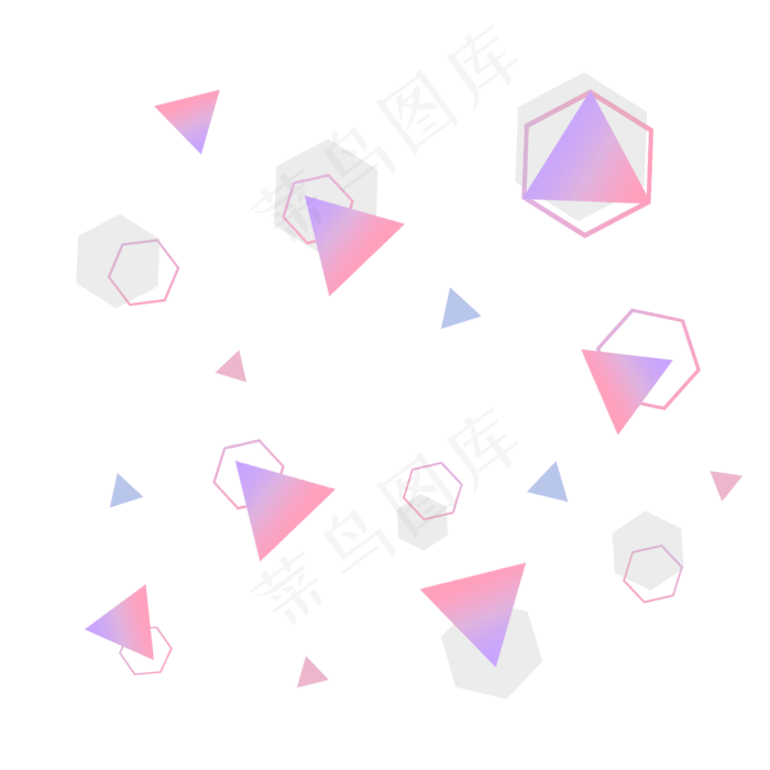 炫酷电商淘宝渐变几何漂浮元素PNG,免抠元素