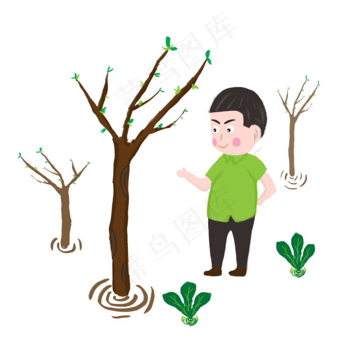 植树节绿化卡通手绘