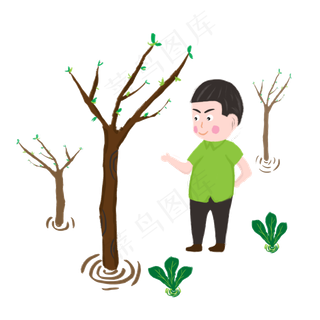 植树节绿化卡通手绘