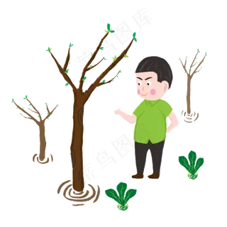 植树节绿化卡通手绘 植树节绿化卡通手绘