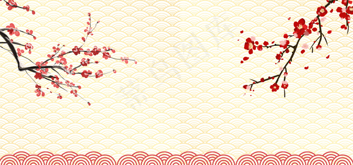 中国风底纹红色寒梅迎新海报背景