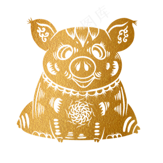 2019新年手绘卡通剪纸猪,免抠元素