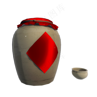 立体女儿红酒坛png图