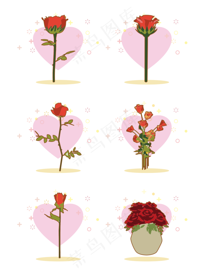 简约扁平卡通七夕情人节花朵花卉