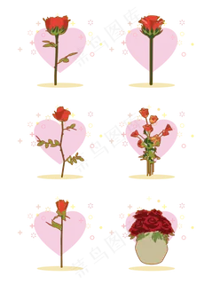 简约扁平卡通七夕情人节花朵花卉