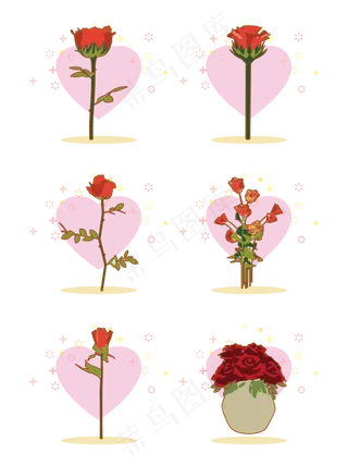 简约扁平卡通七夕情人节花朵花卉