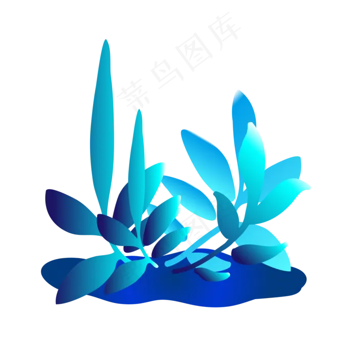 植物元素蓝色流光溢彩渐变装饰植(2000X2000(DPI:300))psd模版下载