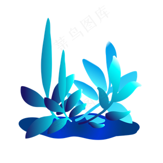 植物元素蓝色流光溢彩渐变装饰植