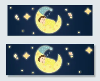 卡通月亮banner矢量素材