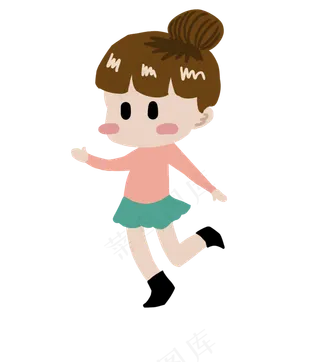 卡通跳舞的小女孩