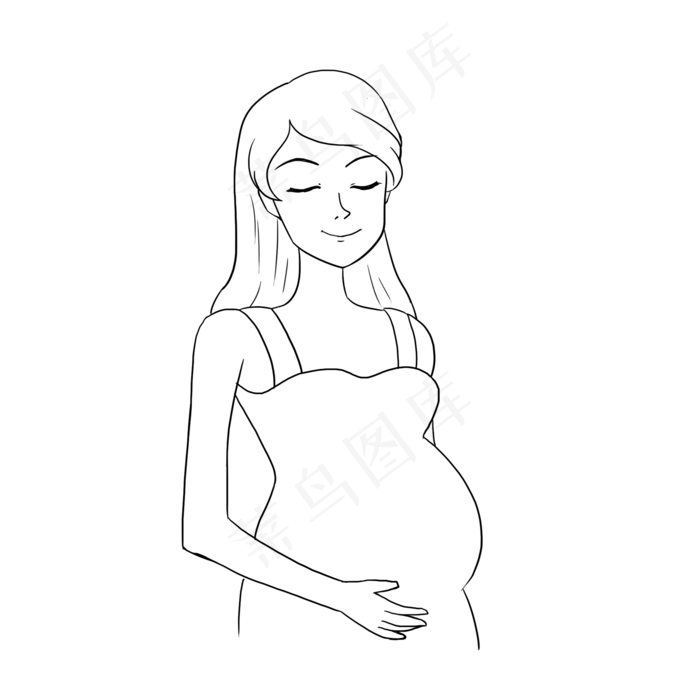 母亲节母亲形象简单线稿免抠PN(2000X2000(DPI:300))psd模版下载