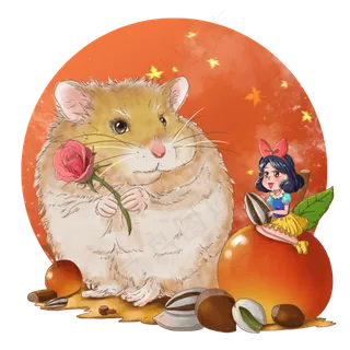 卡通手绘爱宠童话故事之丰收的白