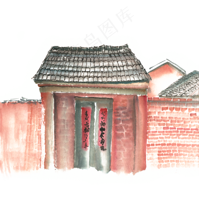 中国风农村老房子,免抠元素