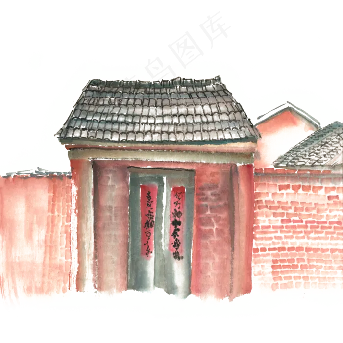 中国风农村老房子,免抠元素(2200*2200px 300 dpi )psd模版下载