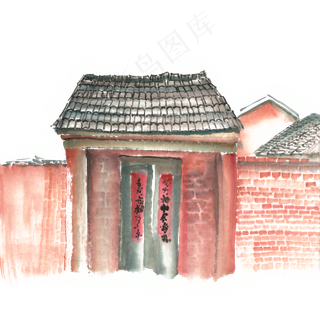 中国风农村老房子,免抠元素