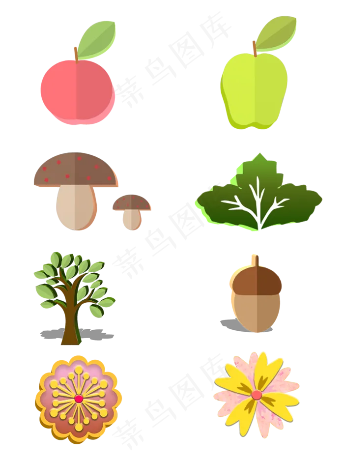 3D风格卡通简约植物装饰套图