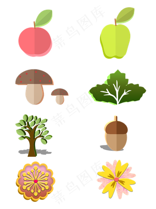 3D风格卡通简约植物装饰套图