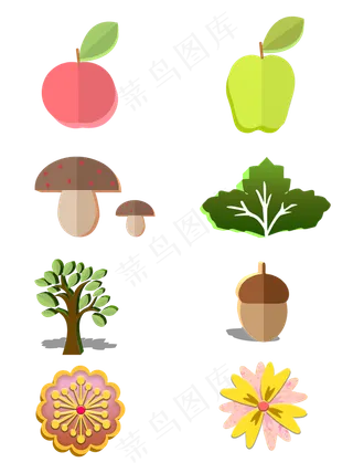 3D风格卡通简约植物装饰套图