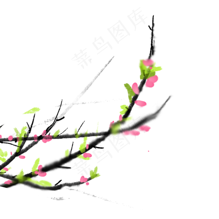 中国风水墨夏季立夏树枝树叶花开