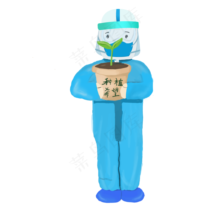 医护人员植树,免抠元素(2000X2000(DPI:300))psd模版下载