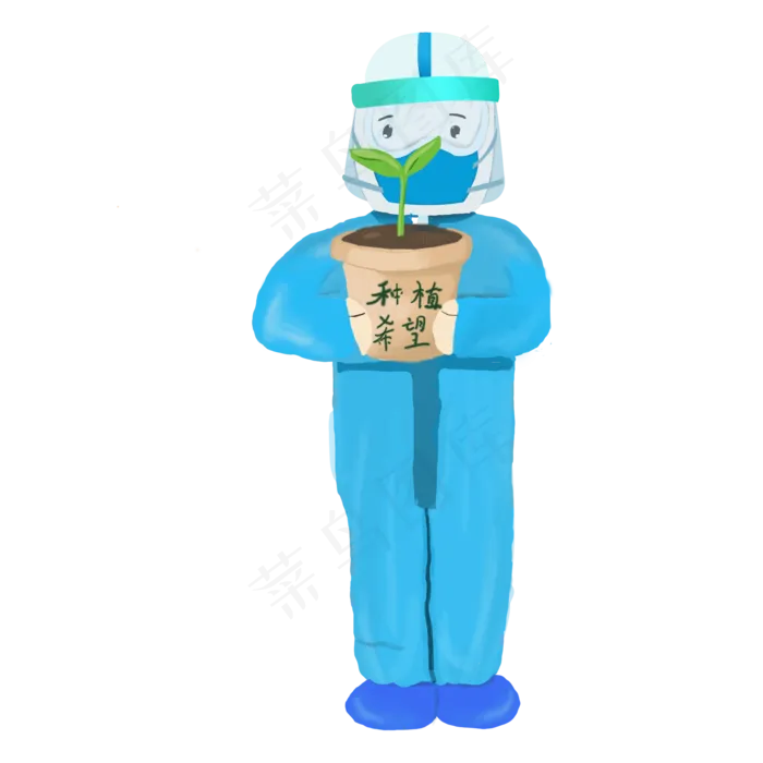 医护人员植树,免抠元素(2000X2000(DPI:300))psd模版下载