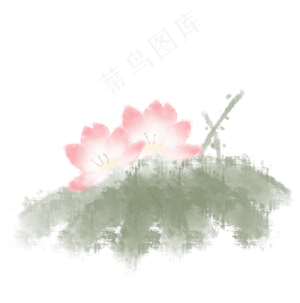 荷花莲叶水墨淡彩