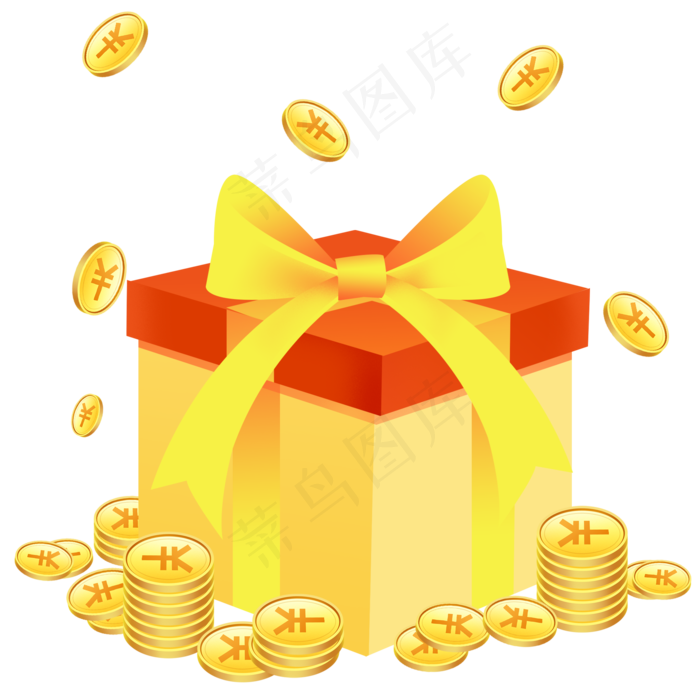 金币礼物礼盒礼包黄金,免抠元素