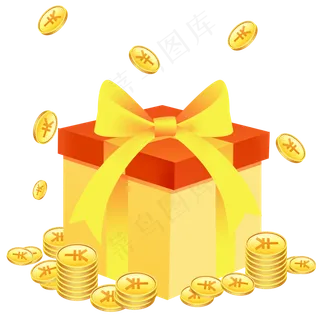 金币礼物礼盒礼包黄金,免抠元素