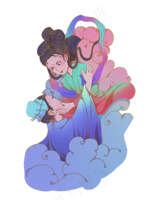 七夕国潮风情侣