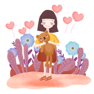 六一儿童节小朋友收到小熊礼物