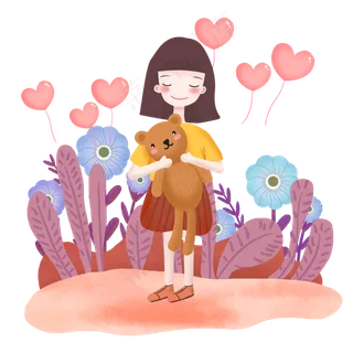 六一儿童节小朋友收到小熊礼物