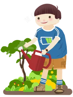 植树节浇水的小女孩