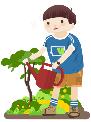 植树节浇水的小女孩