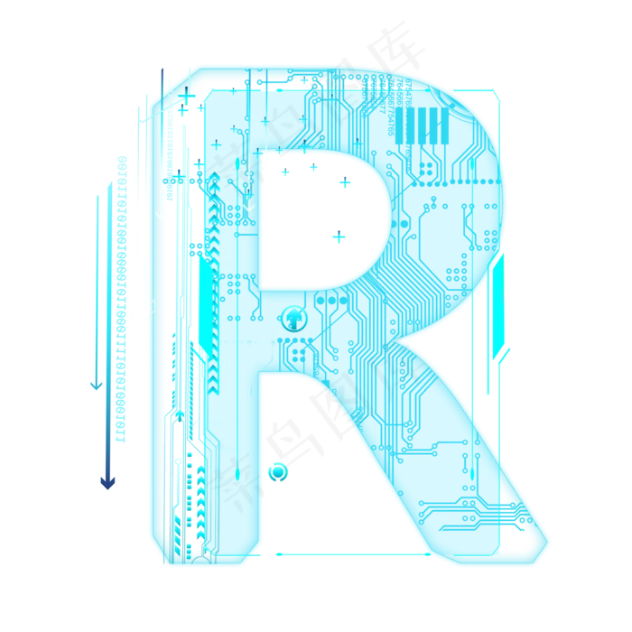 蓝色科技线条PSD字母R(2000X2000(DPI:300))psd模版下载