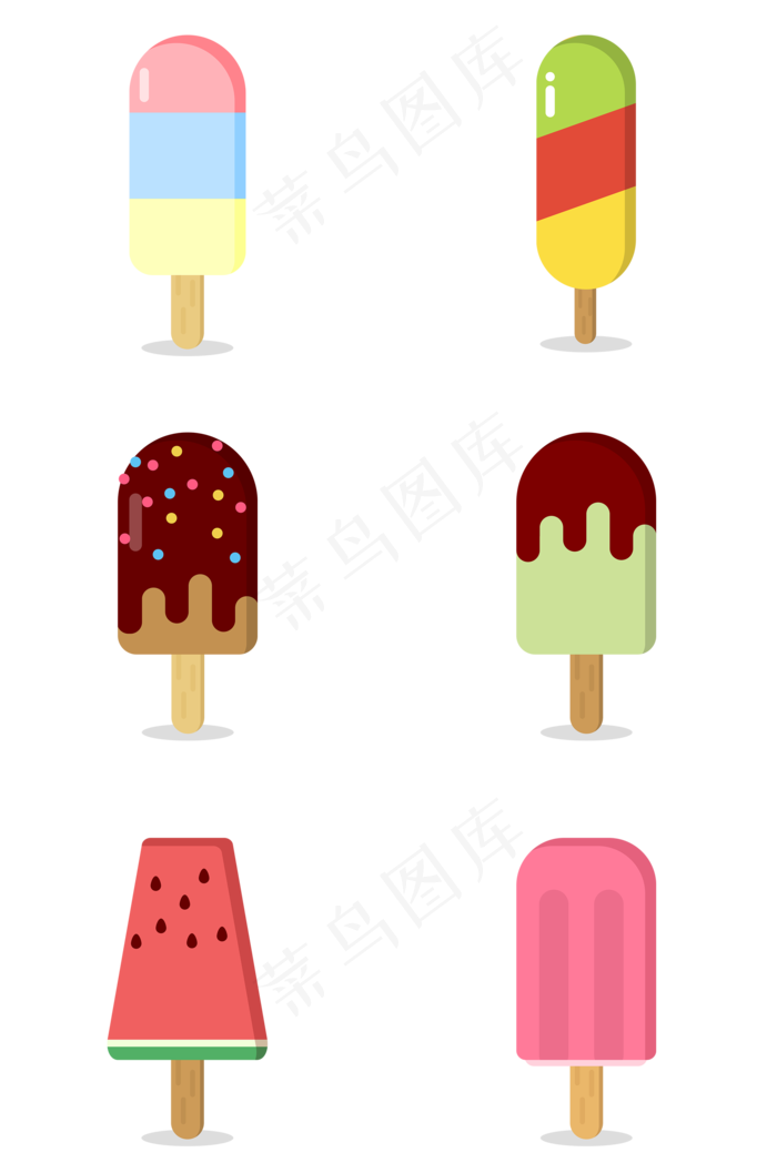 夏季各种清凉冰棒组图矢量PNG(2000X3020(DPI:300))psd模版下载