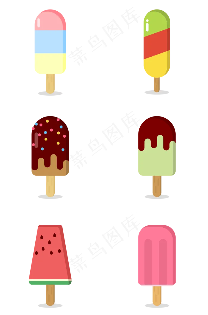 夏季各种清凉冰棒组图矢量PNG(2000X3020(DPI:300))psd模版下载
