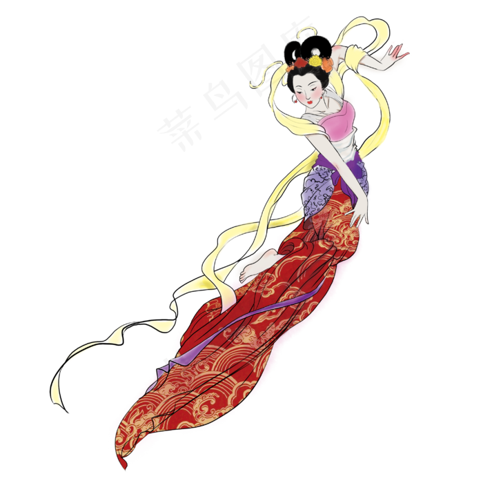 敦煌飞天天女仙女古典,免抠元素