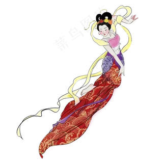 敦煌飞天天女仙女古典,免抠元素