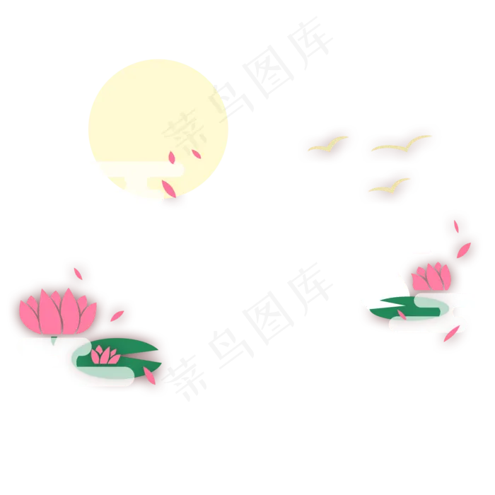 中秋荷花装饰底纹(2000X2000(DPI:300))psd模版下载