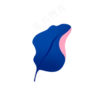 一片创意蓝色叶子免抠图