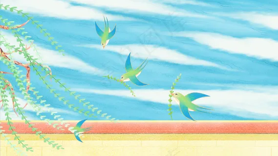 春分唯美风景蓝天与燕子 春分唯美风景蓝天与燕子