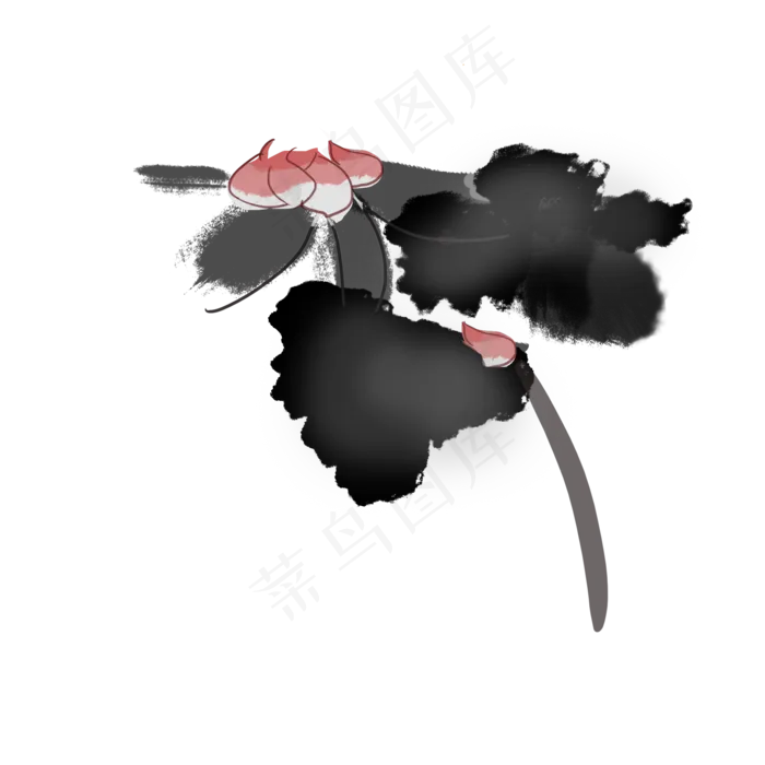 艺术水墨荷图片素材(2000*2000px 300 dpi )psd模版下载