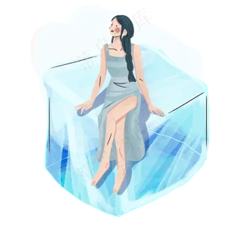 大暑女孩坐在冒着寒气的冰块上P 大暑女孩坐在冒着寒气的冰块上P