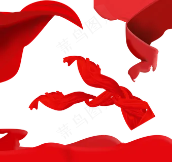 飘飞红绸带元素