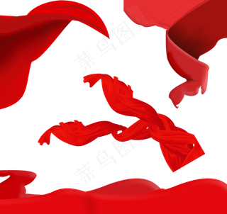 飘飞红绸带元素