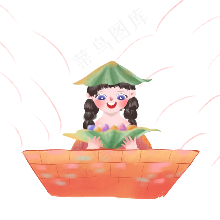 摘荷花的可爱女孩(2000X2000(DPI:300))psd模版下载
