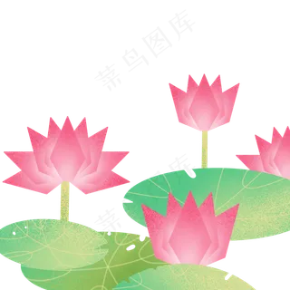 简约几何荷花装饰png免抠图